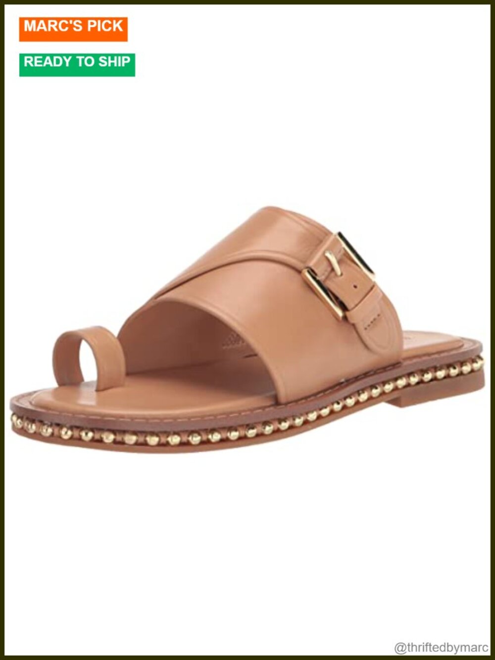 Vince Camuto Women's Leather Slide Sandal Cushioned Flat Open Toe Slip On